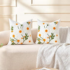 Embroidered Floral Throw Pillow Covers Decorative Tufted Couch Pillow Covers White Flowers Farmhouse Pillow Covers 20x20 Square Summer Cushion Cases Set of 2 for Living Room Couch Sofa Bed Home Decor