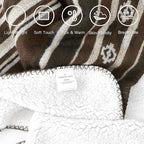 Aztec Patterned Throw Blanket with Soft Sherpa Lining, Traditional Southwestern Navajo Tribal Style Warm Throw for Camping, Outdoor, Light Weight Cozy Boho Blanket for Couch, Sofa, Bed, 60"x80", Brown