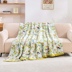 Boho Throw Blanket for Bed, 100% Cotton Soft Rustic Quilt Fall Blanket, 80"x90" Floral Printed Farmhouse Decor Bed Blankets, All Season Rustic Reversible Bohemian Throw Quilt