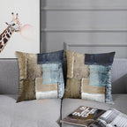 Emvency Set of 2 Brown and Navy Blue Throw Pillow Covers Modern Abstract Painting Decorative Sofa Pillow Cases Home Decor Standard Square 18x18 Inches Pillowcases