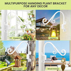 Swivel Plant Hanger, 16 Inch Metal Plant Hangers Outdoor Dual Hook Design Wall Plant Hanger Heavy Duty Plant Hangers Outdoor for Hanging Bird Feeders, Cages, Lanterns, Baskets, Wind Chimes, White