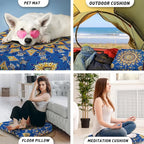 Mandala Meditation Cushion, Boho Meditation Mat, Meditation Pillows for Sitting on Floor, Cushions for Sitting in Home and Outdoor, Square Floor Pillow Cushion Seating for Yoga Accessories 22'' X 22''