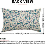Navy Blue Teal Floral Pillow Covers 12x20 Set of 2 Vintage Rustic Old Style Cute Small Flower Print Rectangle Decorative Outdoor Pillowcases Farmhouse Throw Cushion Case Decor for Couch Sofa Bed