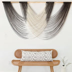 Jakalin Large Macrame Wall Hanging Black Dip Dyed Fiber Wall Art Macrame Wall Decor Boho Home Decor Bedroom Living Room,59" W x 35" L