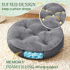 Floor Pillow Set of 2, Memory Foam Meditation Cushion, Floor Cushions for Adults Sitting, Large Round Seat Cushions for Yoga, Living Room, 20x20 Inch (Round | Grey)