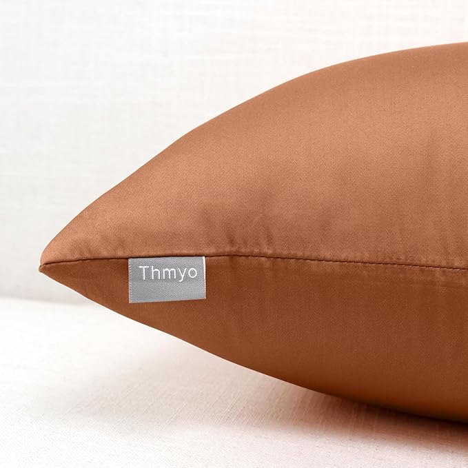 Thmyo 4-Pack 100% Cotton Comfortable Solid Decorative Throw Pillow Case, Square Cushion Cover Pillowcase Sublimation Blank Pillow Covers DIY Throw Pillowcase for Sofa(18x18 inch/ 45x45cm,Rust)
