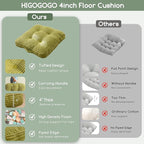 HIGOGOGO Floor Pillow Cushion for Adults, Meditation Cushion Pillow, Large Square Floor Sitting, Tufted Corduroy Cover, for Tatami Living Room or Yoga, 22x22 Inch, Green