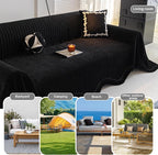 ROOMLIFE Black Couch Cover Sofa Covers, Chenille Couches Covers for 3 Cushion Sofas, Non Slip Soft Breathable Sofa Slipcovers for Pet, Washable Furniture Protector with Tassel,71''X134”