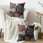 Black Burgundy Pillow Covers 16X16 Inch Set of 2, Spring Summer Floral Dahlia Flower Cream Decorative Throw Pillow Covers Outdoor Modern Farmhouse Cushion Case for Home Couch Sofa Bed Decor