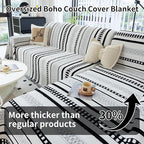 Striped Couch Cover Blankets, Boho Couch Covers, Sofa Blanket Cover for Dogs, Medium Couch Covers for Recliner and Chair, Chenille Sofa Covers Washable Sectional(1pc/Black/71 x 71")