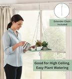 Shinehola Hanging Planters for Indoor Outdoor Plants (Length - 15.5"), Plant Hanger Indoor | Large Metal Hanging Plant Holder, Hanging Planter Shelf, No Plant/Pot Included (Green, 1-Tier)
