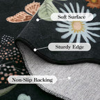 Lahome Floral Round Area Rugs, Washable Small Round Rug 3ft Non-Slip, Soft Boho Ultra-Thin Circle Carpet for Bedroom Entryway Kitchen Laundry Bathroom Flore, Black/Grey