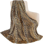 MACEVIA Flannel Fleece Queen Blanket for Couch, Leopard Print Blankets for Adult, Fuzzy Cozy Soft Fluffy Plush Cheetah Blanket for Bed Sofa 260GSM, Suitable for All Seasons (Brown Leopard,90x90inches)