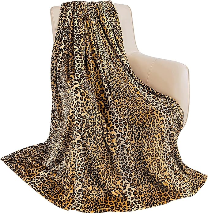 MACEVIA Flannel Fleece Queen Blanket for Couch, Leopard Print Blankets for Adult, Fuzzy Cozy Soft Fluffy Plush Cheetah Blanket for Bed Sofa 260GSM, Suitable for All Seasons (Brown Leopard,90x90inches)