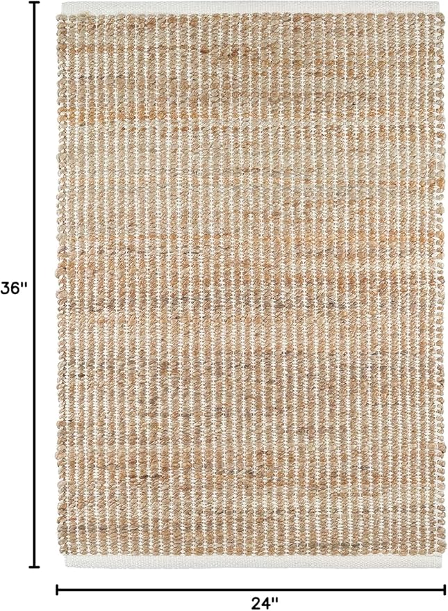 S & L Homes Jute Pulse Handwoven Natural Area Rug for Living Room Bedroom Kitchen Hallway Entryway- Rustic Vintage Farmhouse Decor - (2' x 3' Natural Ivory)