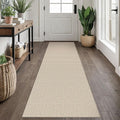 EARTHALL Woven Runner Rug 2x7 Ft Washable Runners for Hallways Cotton Non Slip Rubber Backed Kitchen Runner Braided Indoor Floor Carpet for Entryway, Hallway, Kitchen, Bedroom, Beige/Khaki