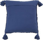 SARO LIFESTYLE Allman Collection Tufted Diamond Tassel Throw Pillow with Poly Filling, 18", Navy Blue