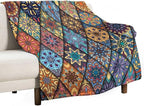 Vintage Bohemian Throw Blanket Colorful Mandala Indian Pattern Blanket for Sofa Bed Couch Chair Or Dorm 40"x50"