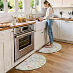 KIMODE Anti Fatigue Kitchen Mats for Floor, Half Moon Kitchen Rugs Sets of 2, 18"x28" Farmhouse Rugs for Kitchen Floor, Standing Desk Mats, Memory Foam Kitchen Floor Mats for Laundry Office Sink