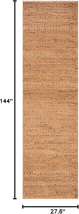 SAFAVIEH Natural Fiber Collection Runner Rug - 2'3" x 12', Gold, Handmade Jute, Braided Woven Design, Ideal for Living Room, Bedroom (NF212E)