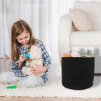 Cotton Rope Basket For Girls Boys Kids 16”X14” Baby Laundry Basket Nursery Bin Round Woven Baskets Organizer For Storage Toys Blankets Shoes Clothes black