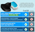 ComfiLife Premium Gel & Memory Foam Seat Cushion – Doctor Recommended Office Chair Cushion, Car Seat Cushion – Chair Cushions for Back & Sciatica Pain Relief – Seat Cushions for Office & Desk (Black)