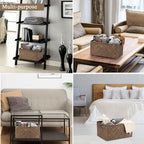 Hipiwe Seagrass Storage Baskets Bin for Shelf Organizing Rectangular Wicker Basket with Handle Handwoven Opened Baskets Bin Decorative Basket Box for Closet Bedroom Organizer