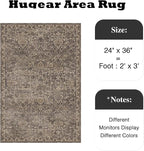 HUGEAR 2x3 Entryway Area Rug Retro Brown Small Rug Machine Washable Door Mat Vintage Floral Low Pile Carpet Vacuumable Distressed Throw Rug Entrance Kitchen Bathroom Bedroom Non Slip Lightweight