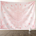 KJHL Floral Bohemian Tapestry Black and White Flower Aesthetic Tapestry Mandala Room Decor Wall Hanging Boho Tapestries for Bedroom Dorm(Pink, 59" x 79")