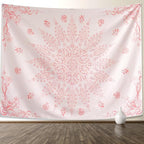 KJHL Floral Bohemian Tapestry Black and White Flower Aesthetic Tapestry Mandala Room Decor Wall Hanging Boho Tapestries for Bedroom Dorm(Pink, 59" x 79")