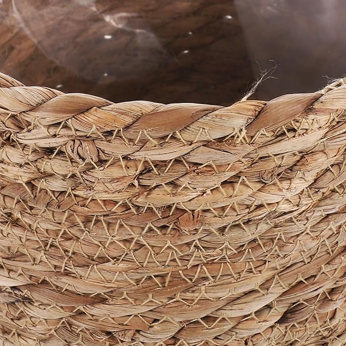 Cabilock Woven Plant Basket for Indoor Decor Hand Woven Seagrass Flower Pot Cover Storage for Home and Garden Versatile Decorative Container for Plants