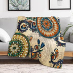 Bohemian Flower Throw Blanket Boho Mandala Floral Flowers Print Pattern Blanket for Sofa Bed Couch Chair Or Dorm 60"x80"