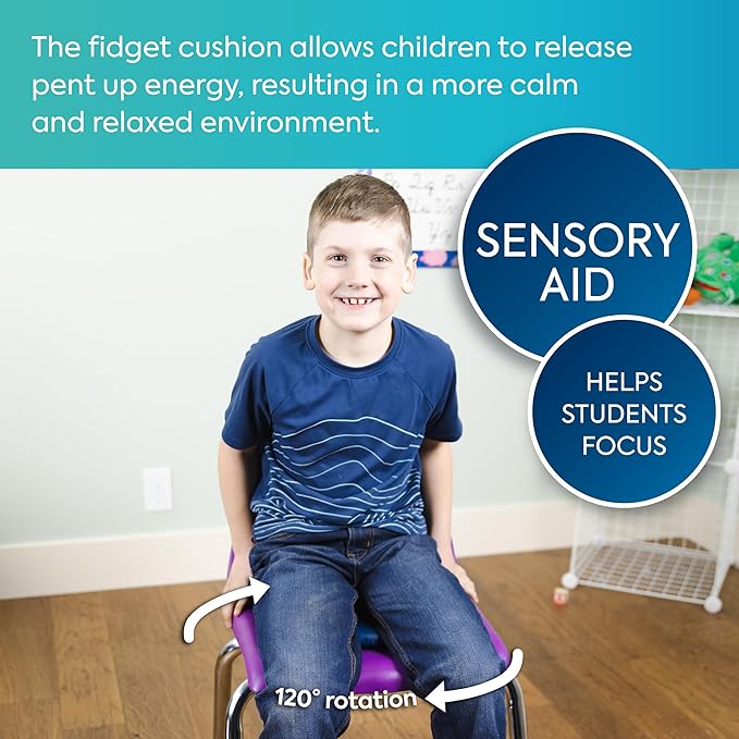 BouncyBand Sit & Twist Active Seat Cushion – 12” D Sensory Cushion for Kids Up to 300lbs – Sensory Tool Promotes Active Learning and Improves Focus and Productivity