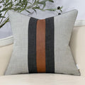 Yangest Patchwork Pillow Cover 18x18 Inch Luxury Cotton and Linen Cushion Cover Faux Leather Pillowcover for Couch Bedroom Living Room, Gray
