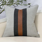 Yangest Patchwork Pillow Cover 18x18 Inch Luxury Cotton and Linen Cushion Cover Faux Leather Pillowcover for Couch Bedroom Living Room, Gray