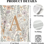 JXREQ Throw Blanket Initial Letter A Personalized Monogrammed Gifts for Women Teen Girls Frends, Boho Floral Throw Blankets for Bed Sofa Living Room Office, 50x60 Inch