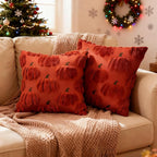 Fall Pumpkin Decorative Throw Pillow Covers 24x24 Set of 2 Pillow Covers, Faux Fur Square Pillow Cover Fluffy Plush Accent Throw Pillow Case, Throw Pillow Cover Cushion Cover for Autumn, Rust Red