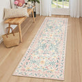 Lahome Sylvie Boho Hallway Runner Rug 2x6,Floral Kitchen Runner Rugs Non Skid Washable,Super Soft Indoor Throw Carpet for Girls Bedroom Bedside Bathroom Laundry Room, Pink/Multi