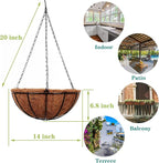 Hanging Planters Basket Outdoor Indoor(14 inch 4 Pack)-Coconut Coir Hanging Baskets for Plants Outdoor,Metal Wire Baskets with Coco Liner Window Box Planters, Hanging Flower Pots for Railings