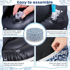 Outdoor Inflatable Ottoman Waterproof Pouf Ottoman with Handle D21 x H9, Water Repellent Portable Footstool for Patio Garden Camping or Home (Retro)