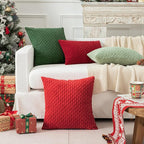 Kevin Textile Valentines 14x24 Inch Pillow Cover 1 Pack Boho Decorative Soft Striped Corduroy Lumbar Farmhouse Color Accent Rectangle Cushion Case for Living Room Couch Sofa Bed, Red