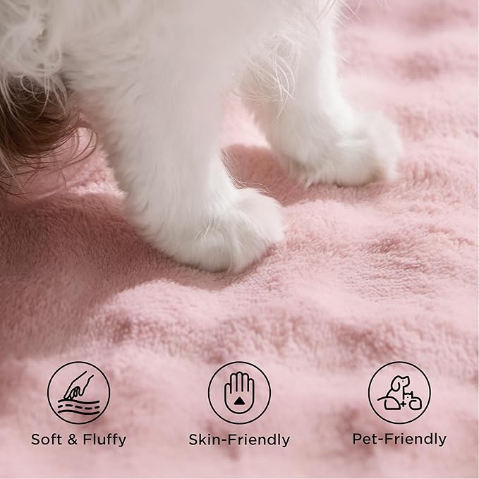 Bedsure 5x7 Fluffy Area Rugs for Living Room, Machine Washable Rugs, Non-Slip Backing, Non-Shedding, Pet Friendly Throw Rug for Bedroom Dining Room, Rug for Kids Room, Strawberry Cream
