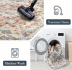 Area Rug 6×9, Large Vintage Boho Rug,Ultra-Soft Low Pile, Washable, Non Slip,Stain Resistant, Printed Carpet for Living Room Bedrooms Playroom Office Kitchen, Blue/Red