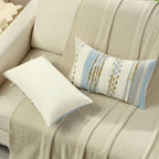 FUTEI Blue Brown Decorative Throw Pillow Covers 12x20 Inch Set of 2, Soft Tufted Striped Textured Accent Pillow Case,Boho Pillows for Couch Decor
