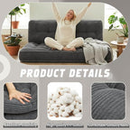 63 Inch Folding Bench Cushion, 4 Inch Thick 2-in-1 Convertible Long Floor Lounger Boneless Cushions Couch Mattress Upholstered for Yoga, Reading, Sleeping, Meditation Living Room(Dark Grey)