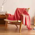 Simple&Opulence Cotton Muslin Throw Blanket 4 Layers for Bed, Couch, Woven Gauze Blanket with Tassels, Soft Lightweight Cozy Pre-Washed Breathable Farmhouse Decoration for All-Season(Coral)