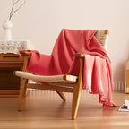 Simple&Opulence Cotton Muslin Throw Blanket 4 Layers for Bed, Couch, Woven Gauze Blanket with Tassels, Soft Lightweight Cozy Pre-Washed Breathable Farmhouse Decoration for All-Season(Coral)