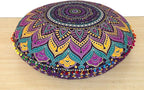INDIAN CRAFT CASTLE ICC Meditation Floor Pillow Cover, Round Large Pillow Cover Seating for Adults, Bohemian Mandala Circle Cushion Cover for Outdoor Fireplace Yoga Living Room, 32 Inch Pink Multi