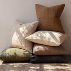 Foindtower Set of 2 Decorative Linen Check Throw Pillow Covers Neutral Farmhouse Lumbar Cushion Covers Modern Boho Home Decor for Sofa Chair Couch Bedroom Living Room,12×20 Inch,Brown Hazel