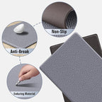 Mattitude Kitchen Mat 2PCS Kitchen Rugs Cushioned Anti-Fatigue Rug Waterproof Standing Desk Mat Kitchen Mats for Floor Kitchen Rug Set for Kitchen, Sink, Office 17.3"×30"+17.3"×59" Light Grey